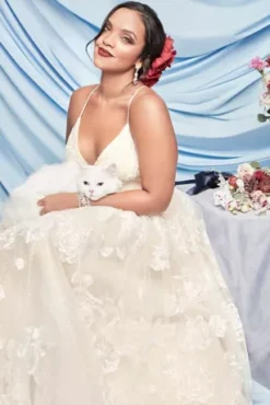 Large Floral Applique Beaded Strap Wedding Dress 15 Large Floral Applique Beaded Strap Wedding Dress -Floral Applique Dresses Shop CWG879 1 PDP Crop JAN12 1920x2880 1