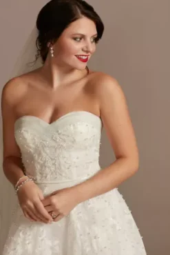 Strapless Pearl Applique Ball Gown Wedding Dress -Floral Applique Dresses Shop CWG892 IVORY OLEG PROD12 077