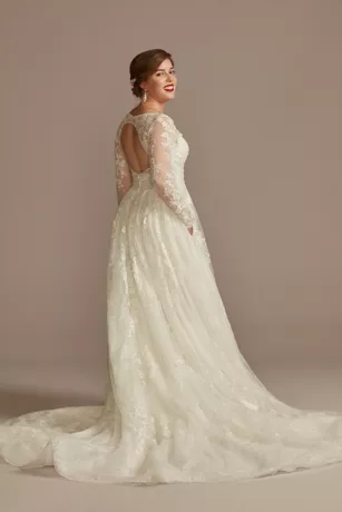 Lace Long Sleeve Keyhole Back Wedding Dress 2 Lace Long Sleeve Keyhole Back Wedding Dress - Image 2