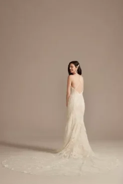 Strappy Beaded Applique Tulle Sheath Wedding Dress -Floral Applique Dresses Shop CWG904 IVYCHAMP OLEG PROD3 512