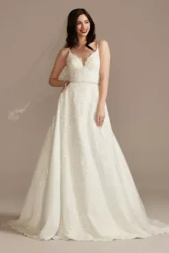 Lace Applique Tulle Wedding Dress