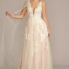Illusion Plunge V-Neck Lace Wedding Gown
