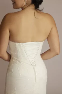 Lace Up Back Strapless Mermaid Wedding Dress 7 Lace Up Back Strapless Mermaid Wedding Dress -Floral Applique Dresses Shop CWG926 SOFTWHITE OLEG PROD12 214