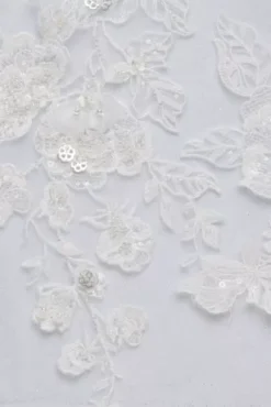 Glitter Tulle Appliqued Corset Bodice Wedding Gown -Floral Applique Dresses Shop CWG929 SOLIDWHITE OLEG SWATCH PROD2 002