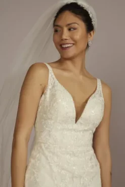 Removable Train Mermaid Wedding Dress -Floral Applique Dresses Shop CWG932 IVORY OLEG PROD4 082