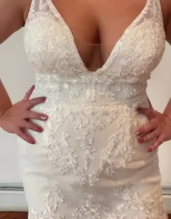 Removable Train Mermaid Wedding Dress -Floral Applique Dresses Shop CWG932 PDP