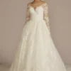 Lace Appliqued Illusion Long Sleeve Wedding Dress
