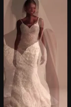 Appliqued Lace-Up Spaghetti Strap Wedding Dress -Floral Applique Dresses Shop CWG957 IVYSTONE OLEG PROD10