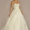 Strapless Beaded Lace Ball Gown Wedding Dress
