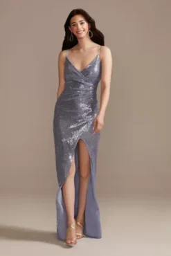 Allover Sequin V-Neck Sheath Gown With Slit -Floral Applique Dresses Shop CWP4423498 PERI PROM PROD5 019