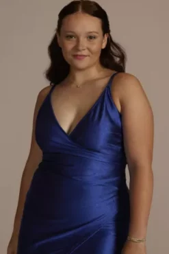 Spaghetti Strap Glitter Knit Draped Dress -Floral Applique Dresses Shop CWPP4377 MROYAL PROD9 PRM 3027