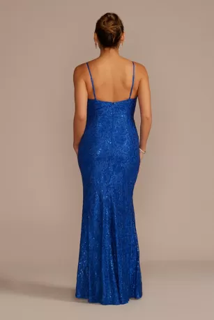 Illusion Deep-V Sparkle Lace Sheath Gown 2 Illusion Deep-V Sparkle Lace Sheath Gown - Image 2