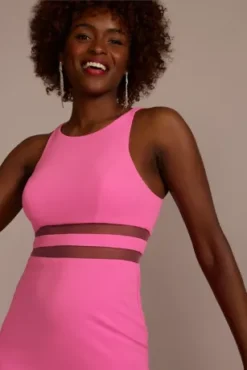 Crepe A-Line Dress With Illusion Waist 5 Crepe A-Line Dress With Illusion Waist -Floral Applique Dresses Shop D21NY22311 PETUNIA PRTY PROD4 063