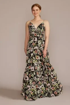 V-Neck Floral Print Maxi Dress
