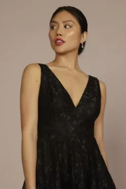 V-Neck Tiered Lace Tank Dress -Floral Applique Dresses Shop D21NY22520 BLACK PRTY PROD6 076