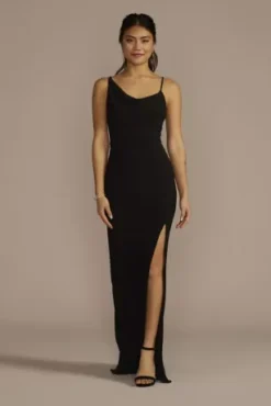 Asymmetrical Cowl Neck Jersey Sheath Dress