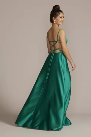 Satin Spaghetti Strap A-Line Prom Dress 2 Satin Spaghetti Strap A-Line Prom Dress - Image 2