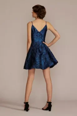 Jacquard A-Line Mini Dress -Floral Applique Dresses Shop D24NY22116V1 BLKBLUE JRPARTY PROD2 191