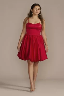Sweetheart Satin Bubble Hem Mini A-Line Dress