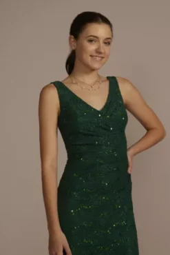 Glitter Sequin Lace Tank Mermaid Dress -Floral Applique Dresses Shop D24NY22615V2RW JUNIPER PRM PROD10 062