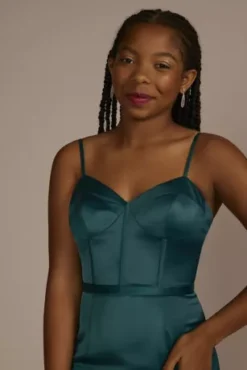 Spaghetti Strap Stretch Satin Corset Mermaid Dress -Floral Applique Dresses Shop D24NY22618V1 GEM PROD9 PRM 1561