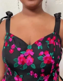 Floral Embroidered Sweetheart A-Line -Floral Applique Dresses Shop D24NY22627 PDP