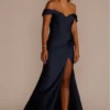Sweetheart Off The Shoulder Stretch Satin Dress