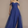 Off-the-Shoulder Glitter Tulle Ball Gown