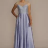 Satin Ball Gown With Sheer Embellished Top