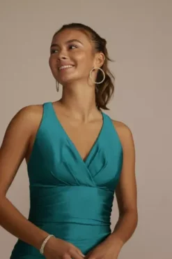 Stretch Satin V-Neck Tank Mermaid Dress 6 Stretch Satin V-Neck Tank Mermaid Dress -Floral Applique Dresses Shop D24NY23075 OASIS PRM PROD11 070