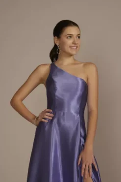 Rhinestone One-Shoulder Charmeuse A-Line -Floral Applique Dresses Shop D24NY23378 BLUEBELLE PRM PROD10 062