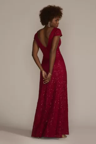 Double Slit Sequin Lace A-Line Dress 2 Double Slit Sequin Lace A-Line Dress - Image 2