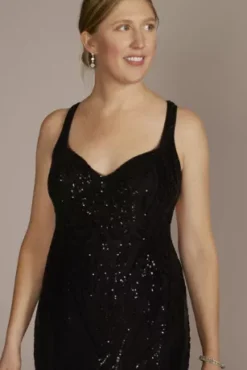 Patterned Stretch Sequin Mermaid Gown -Floral Applique Dresses Shop D28NY22293 BLACK PARTY PROD2 0046