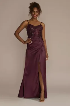 Embellished Illusion Corset With Draped Skirt