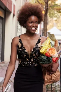 Embellished Crepe Plunge Mermaid Dress -Floral Applique Dresses Shop D28NY22557 1 PDP Crop JAN19 1920x2880