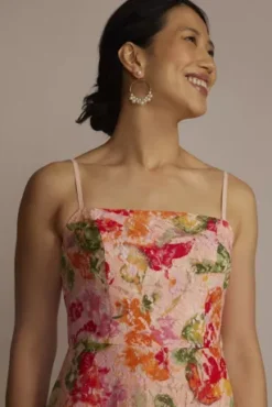 Floral Patterned Lace A-Line -Floral Applique Dresses Shop D39NY22149 PINKMULTI PRTY PROD4 075