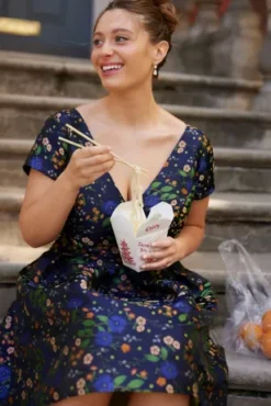 Floral Jacquard Short A-Line Dress -Floral Applique Dresses Shop D39NY22335W PDP Crop JUNE21 1920x2880