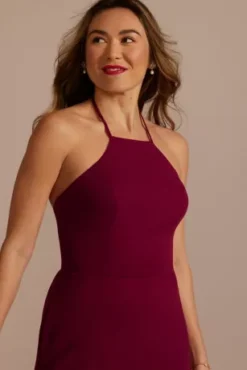 Halter Crepe High-Low Dress -Floral Applique Dresses Shop D39NY23334V2 LIPSTK PRTY PROD3 085