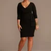 Knee Length Crepe Dress With Cascade
