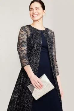 Knee Length Crepe Tank Dress And Matching Jacket -Floral Applique Dresses Shop D40NY2111 1 PDP Crop APR25 1920x2880