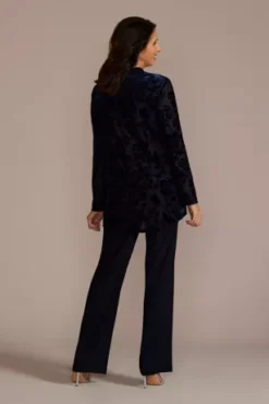 Burnout Velvet Three Piece Pantsuit -Floral Applique Dresses Shop D40NY2122 MIDNIGHT MOB PROD12 091