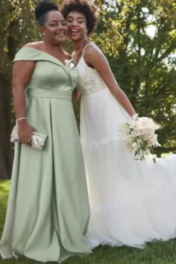 Off-the-Shoulder Pleated Satin A-Line -Floral Applique Dresses Shop D40NY22242 1 PDP Crop JAN21 1920x2880