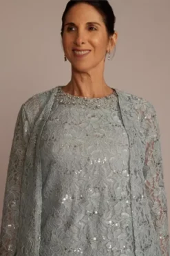 Three-Piece Sparkle Lace Pantsuit -Floral Applique Dresses Shop D40NY22388 MYSTIC MOB PROD4 077