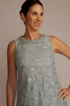 Three-Piece Sparkle Lace Pantsuit -Floral Applique Dresses Shop D40NY22388 MYSTIC MOB PROD4 179