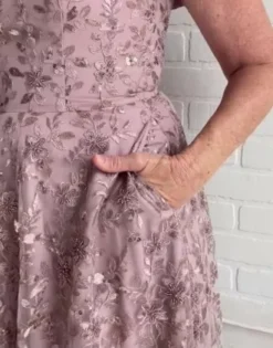 Off-the-Shoulder Embroidered Sparkle A-Line 7 Off-the-Shoulder Embroidered Sparkle A-Line -Floral Applique Dresses Shop D40NY23247 PDP