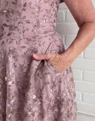 Off-the-Shoulder Embroidered Sparkle A-Line 4 Off-the-Shoulder Embroidered Sparkle A-Line - Image 4