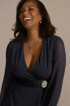 Long Sleeve Illusion Crepe Pantsuit -Floral Applique Dresses Shop D40NY23261 MIDNIGHT MOB PROD12 040