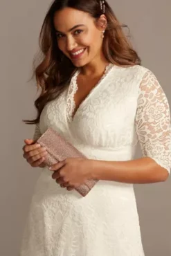 Wedding Belle Short Plus Size Dress -Floral Applique Dresses Shop DB19150905 MIVORY DBSTU PROD12 V3 078