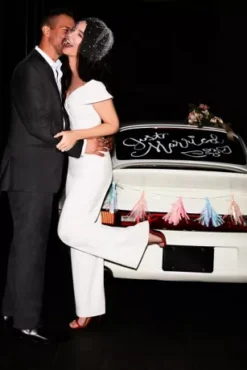 Cuffed Off-the-Shoulder Stretch Crepe Jumpsuit -Floral Applique Dresses Shop DB3230 PDP Crop JAN12 1920x2880