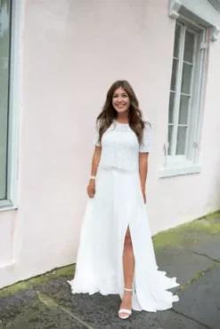 Chiffon Wedding Separates Circle Skirt 17 Chiffon Wedding Separates Circle Skirt -Floral Applique Dresses Shop DS150827 1 PDP Crop JUN23 1920x2880